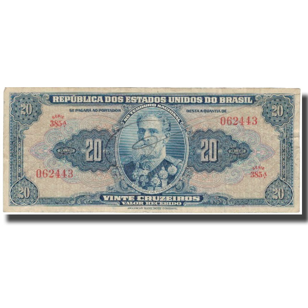 Banknote, Brazil, 20 Cruzeiros, Undated (1943), KM:136a, EF(40-45)