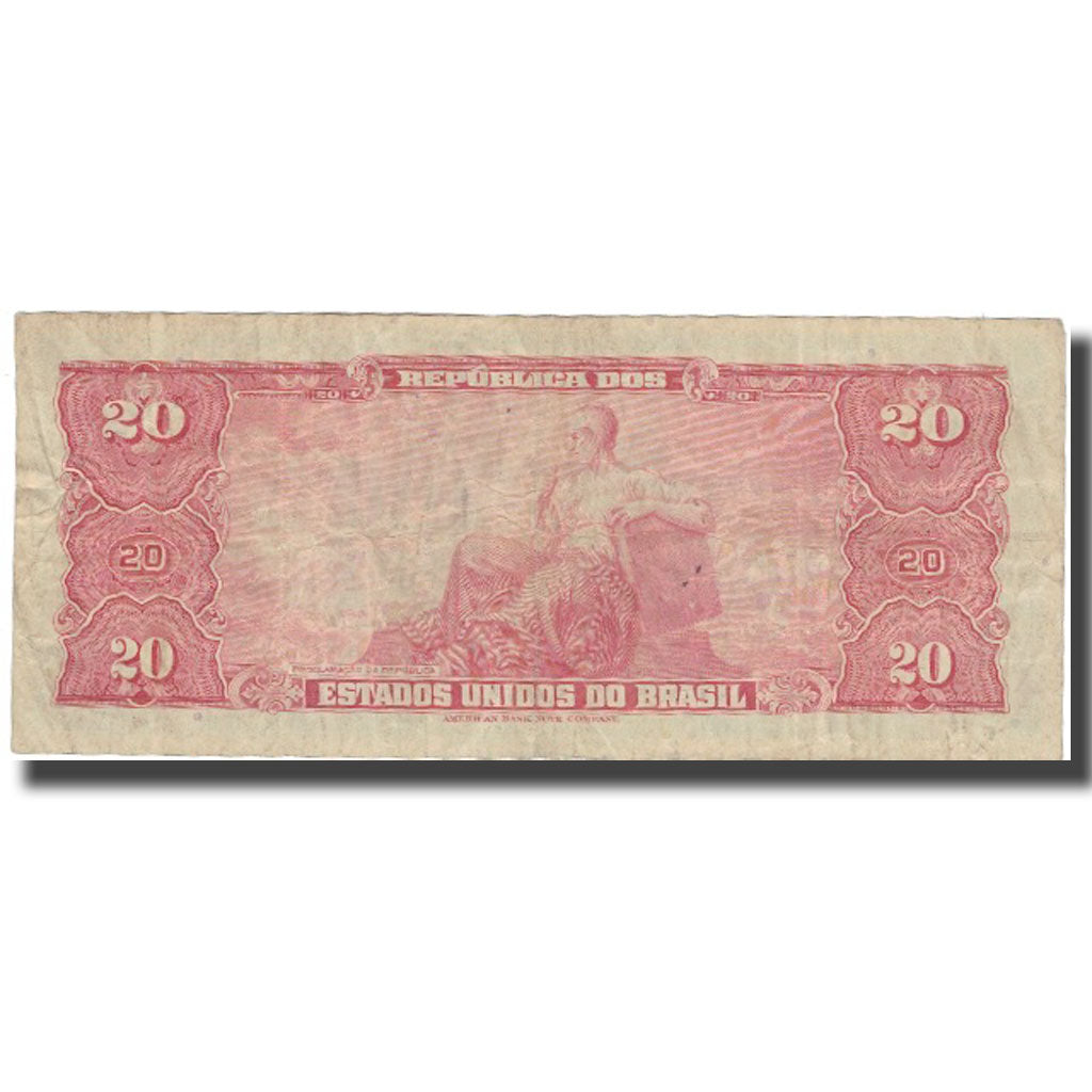 Banknote, Brazil, 20 Cruzeiros, Undated (1943), KM:136a, EF(40-45)