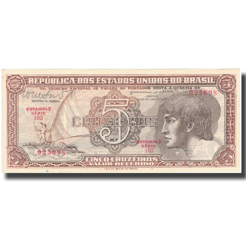 Banconote, Brasile, 5 Cruzeiros, Undated (1961-62), KM:166b, BB+