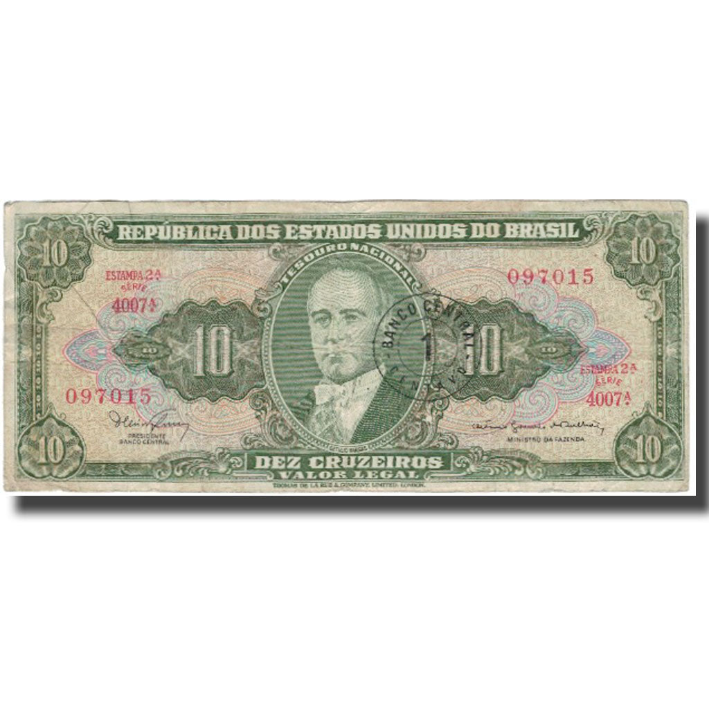 Banconote, Brasile, 1 Centavo on 10 Cruzeiros, Undated (1966-1967), KM:183a, MB