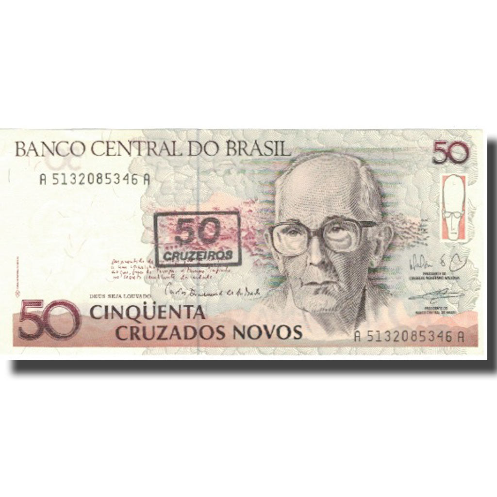 Banconote, Brasile, 50 Cruzeiros on 50 Cruzados Novos, Undated (1990), KM:223