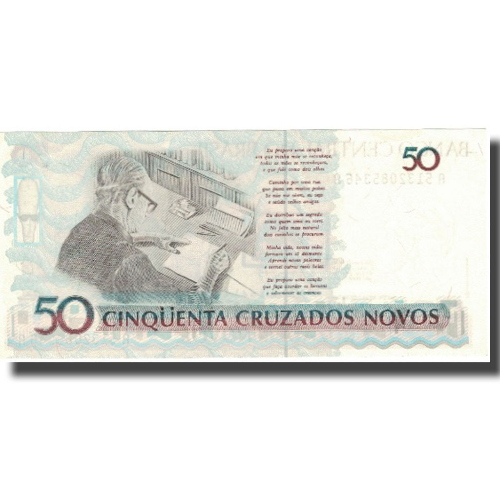 Banconote, Brasile, 50 Cruzeiros on 50 Cruzados Novos, Undated (1990), KM:223