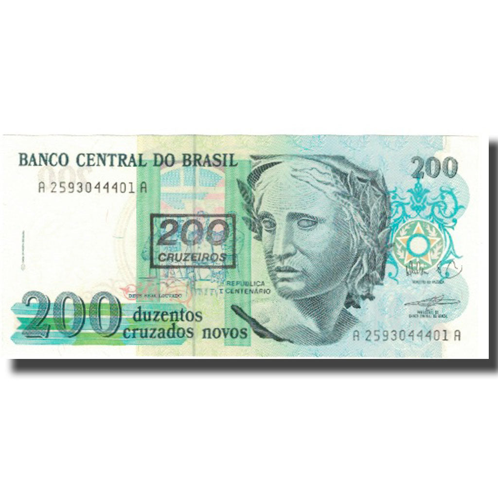Banconote, Brasile, 200 Cruzeiros on 200 Cruzados Novos, Undated (1990)