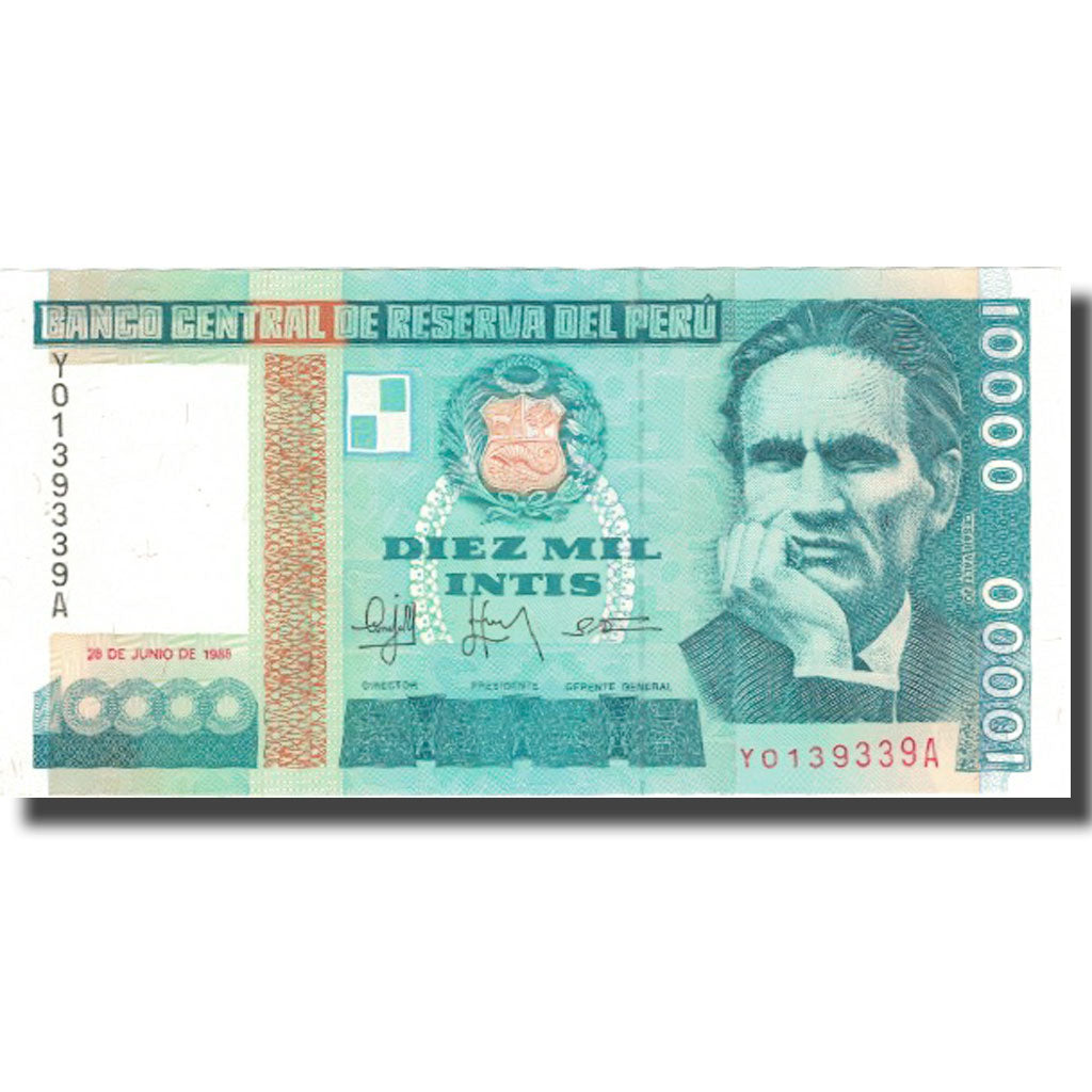 Banknote, Peru, 10,000 Intis, 1988, 1988-06-28, KM:140, UNC(63)