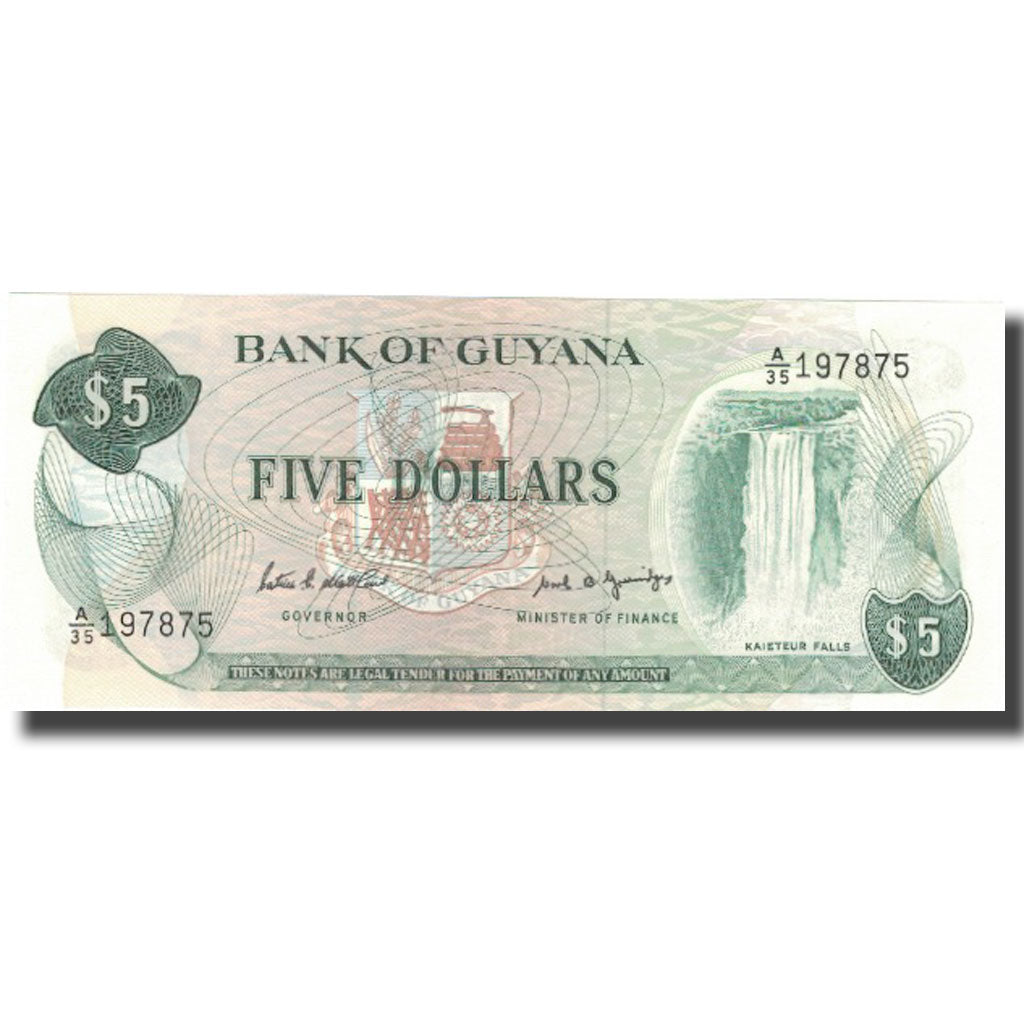Banknote, Guyana, 5 Dollars, Undated (1966-92), KM:22f, UNC(64)