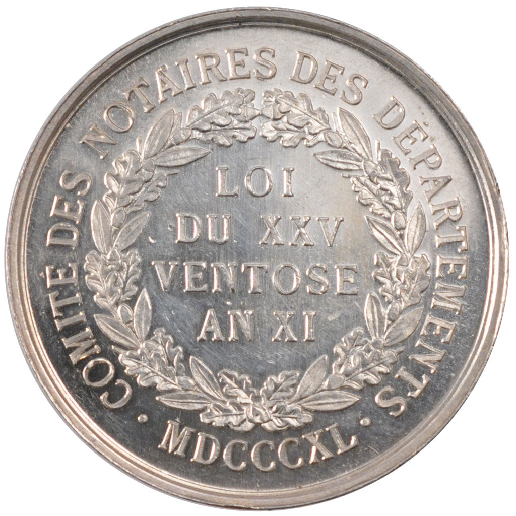 France, Notary, Token, 1840, MS(60-62), Silver, Lerouge #450, 14.00