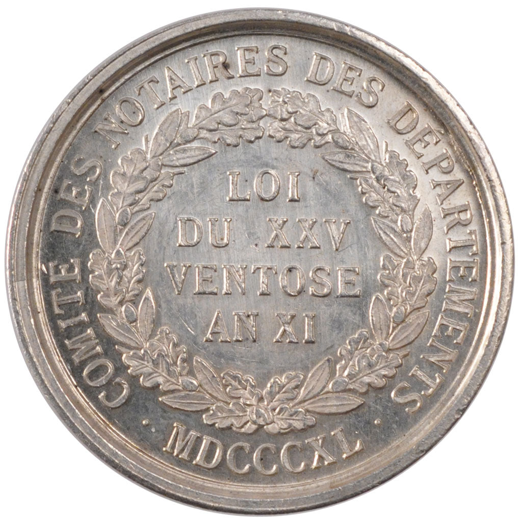 France, Token, Notary, 1840, MS(60-62), Silver, Lerouge:450