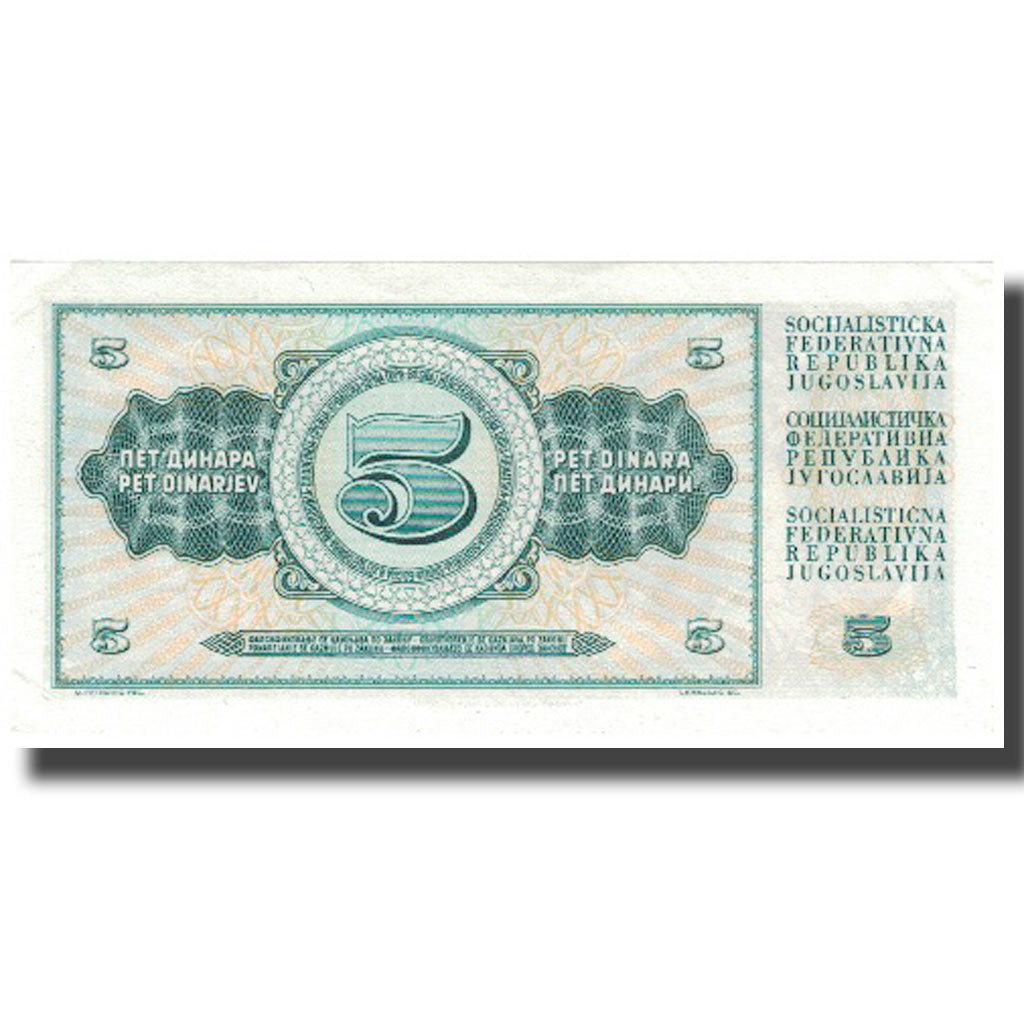 Banknote, Yugoslavia, 5 Dinara, 1968, 1968-05-01, KM:81a, UNC(63)
