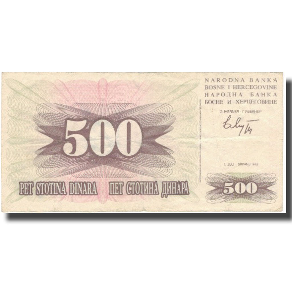 Billete, 500 Dinara, 1992, Bosnia - Herzegovina, 1992-07-01, KM:14s, BC