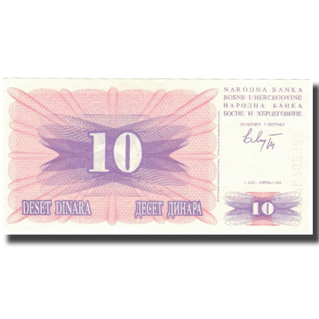 Billete, 10 Dinara, 1992, Bosnia - Herzegovina, 1992-07-01, KM:10a, EBC