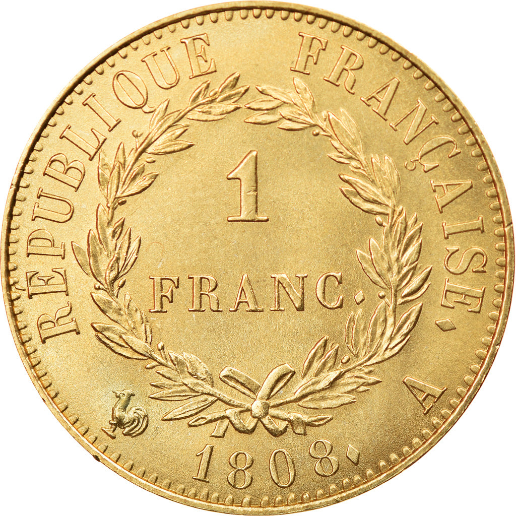 France, Medal, Reproduction 1 Franc Napoléon Ier 1808, MDP, MS(65-70)