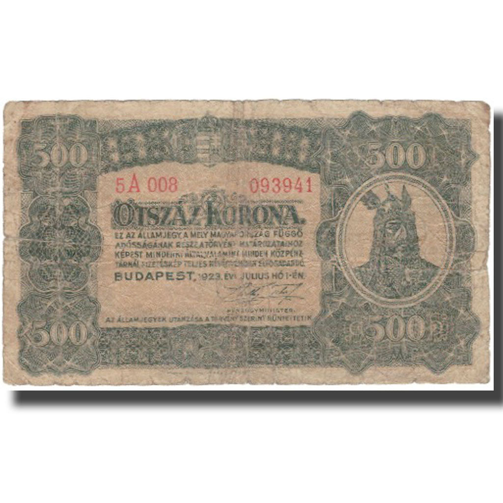 Billet, Hongrie, 500 Korona, 1923, 1923-09-01, KM:74b, B+