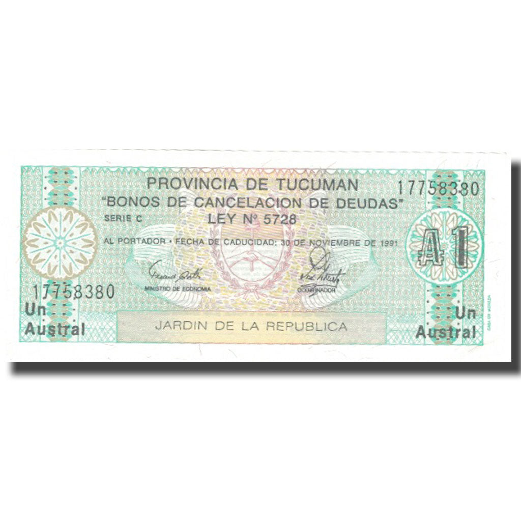 Banconote, Argentina, 1 Austral, 1991, 1991-11-30, KM:S2711b, SPL