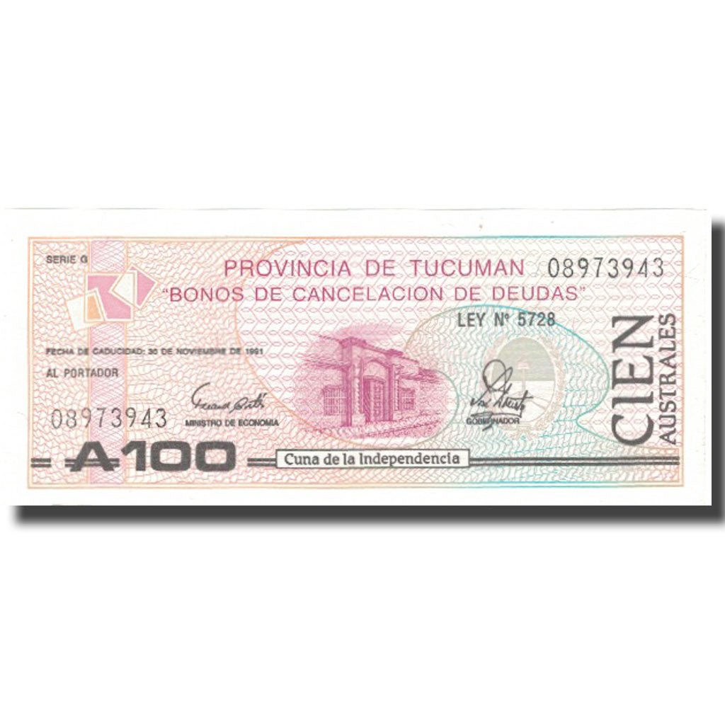 Billet, Argentine, 100 Australes, 1991, 1991-11-30, KM:S2715, SUP