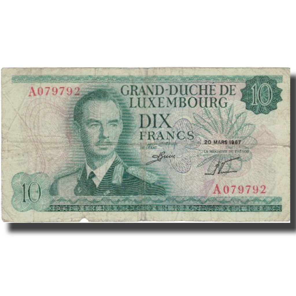 Banknote, Luxembourg, 10 Francs, 1967, 1967-03-20, KM:53a, VG(8-10)