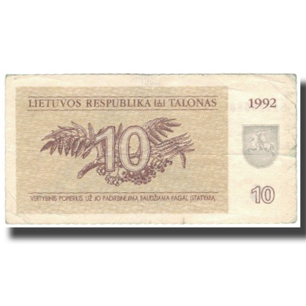 Banknote, Lithuania, 10 (Talonas), 1992, 1992, KM:40, VF(30-35)