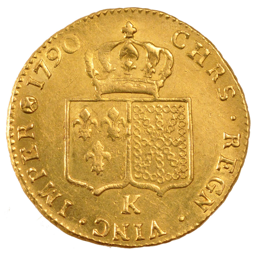 FRANCE, Double louis d'or à la tête nue, 2 Louis D'or, 1790, Bordeaux, KM #592.8