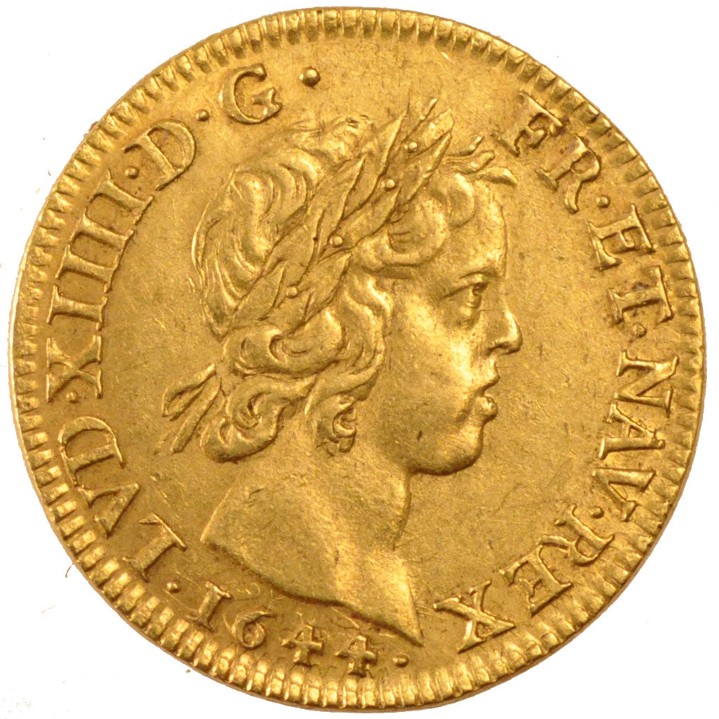 FRANCE, Louis d'or à la mèche courte, Louis D'or, 1644, Paris, KM #149.1, AU(...
