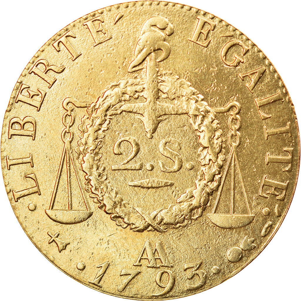 France, Medal, Reproduction Deux Sols aux Balances, Révolution 1793, MDP