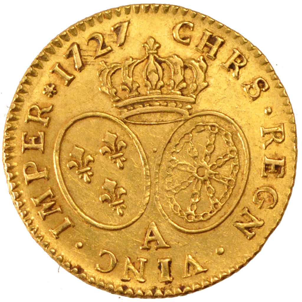 FRANCE, Louis d'or aux lunettes, Louis D'or, 1727, Paris, KM #489.1, AU(55-58),.