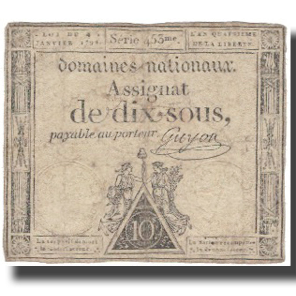 France, 10 Sous, 1792, 1792-01-04, VF(20-25), KM:A64a