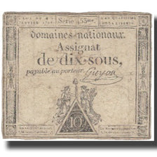 France, 10 Sous, 1792, 1792-01-04, VF(20-25), KM:A64a