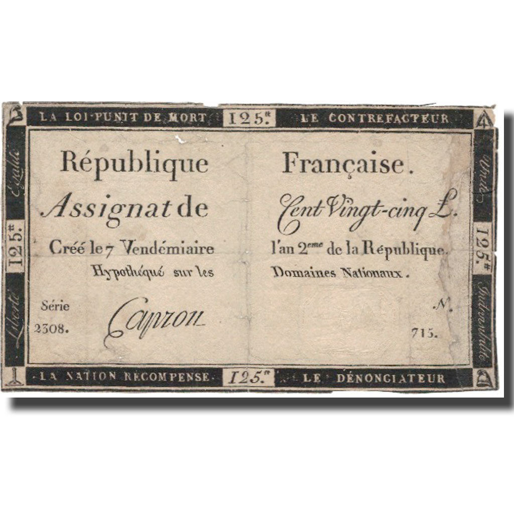 France, 125 Livres, 1793, 1793-09-28, TB+, KM:A74