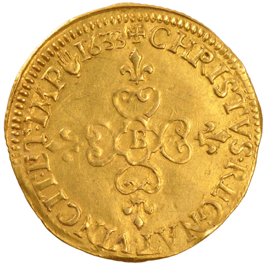Monnaie, France, Ecu d'or, 1633, Rouen, TTB+, Or, Gadoury:55