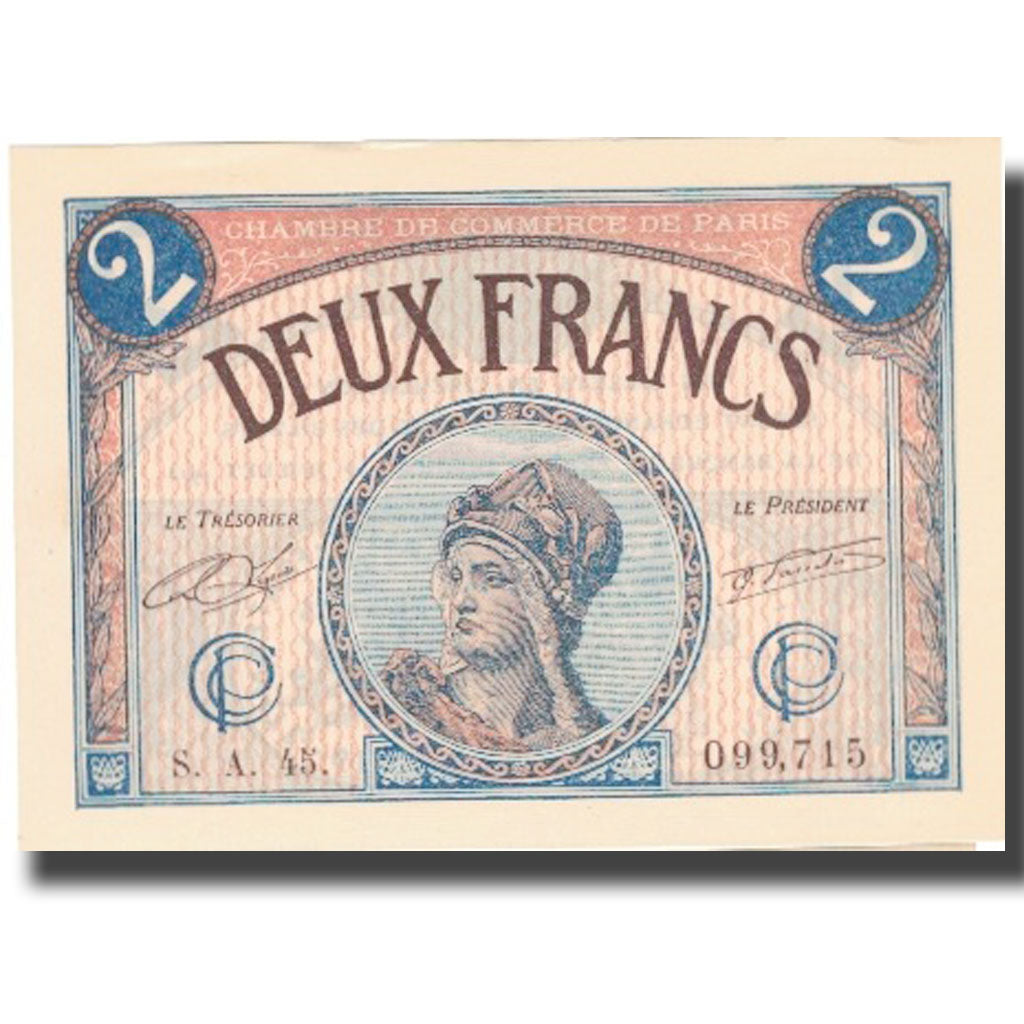 France, Paris, 2 Francs, 1922, UNC(63), Pirot:97.29