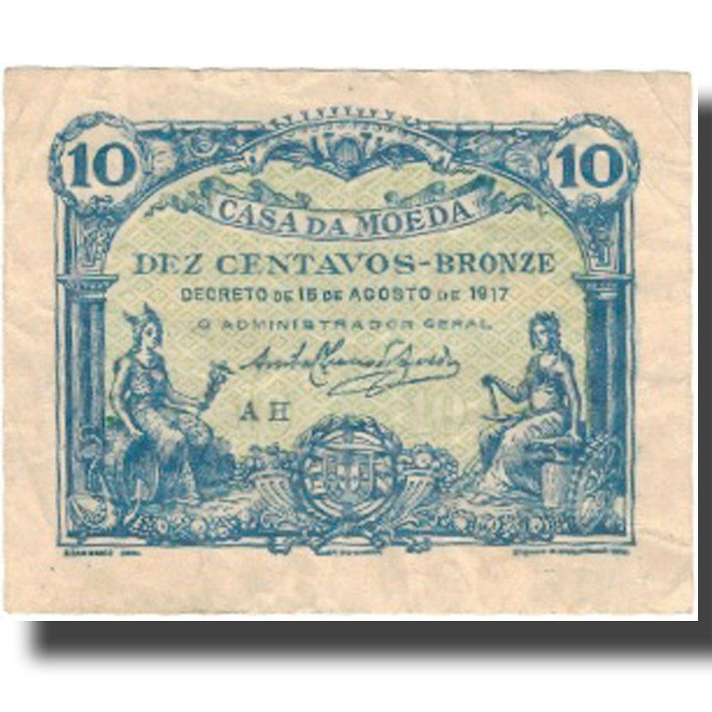 Banknote, Portugal, 10 Centavos, 1917, 1917-08-15, KM:95c, EF(40-45)