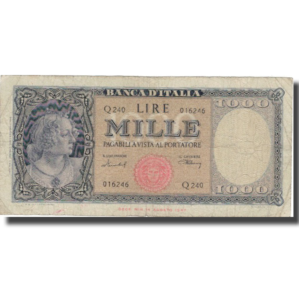 Banknote, Italy, 1000 Lire, 1947, 1947-03-20, KM:82, VF(30-35)