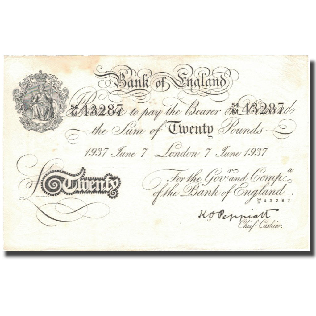Banknote, Great Britain, 20 Pounds, 1937, 1937-06-07, KM:337a, AU(55-58)
