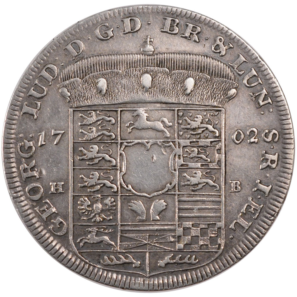 GERMAN STATES, Thaler, 1702, Clausthal, KM #20, EF(40-45), Silver, 28.90
