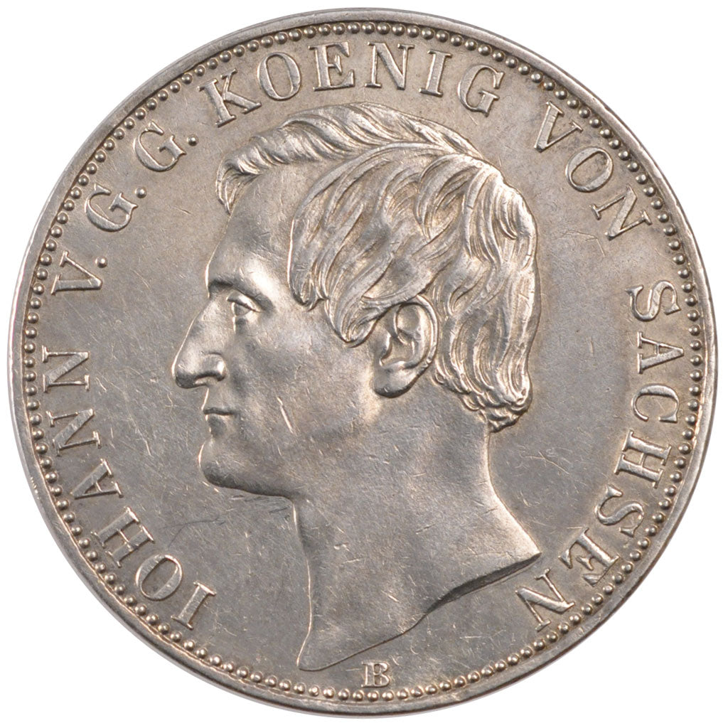 GERMAN STATES, 2 Thaler, 3-1/2 Gulden, 1861, Dresde, KM #1215, AU(55-58),...