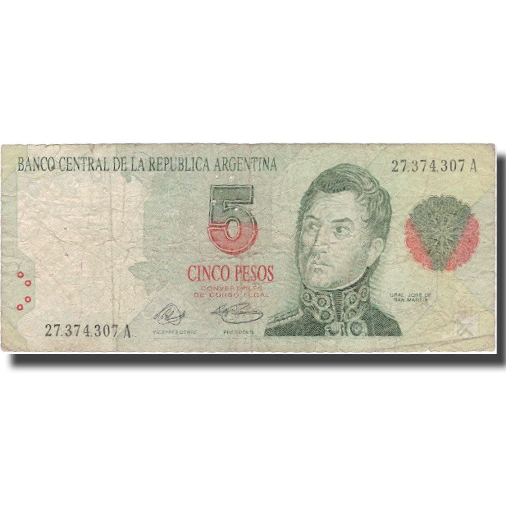 Billet, Argentine, 5 Pesos, UNDATED (1992-1997), KM:341a, B+