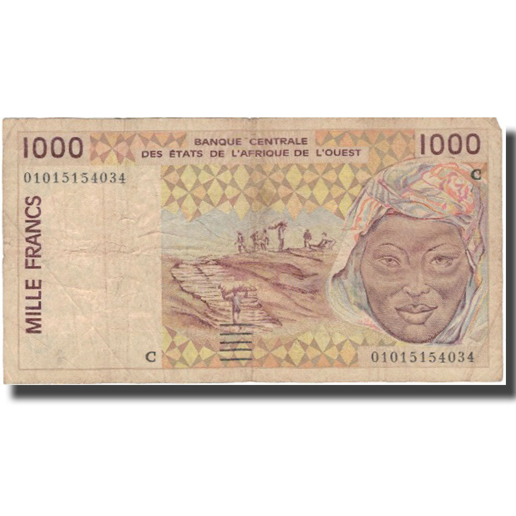 Billet, West African States, 1000 Francs, 1991-2002, KM:311Ci, B+