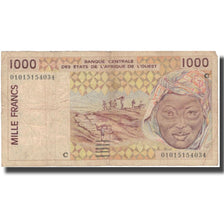 Billet, West African States, 1000 Francs, 1991-2002, KM:311Ci, B+