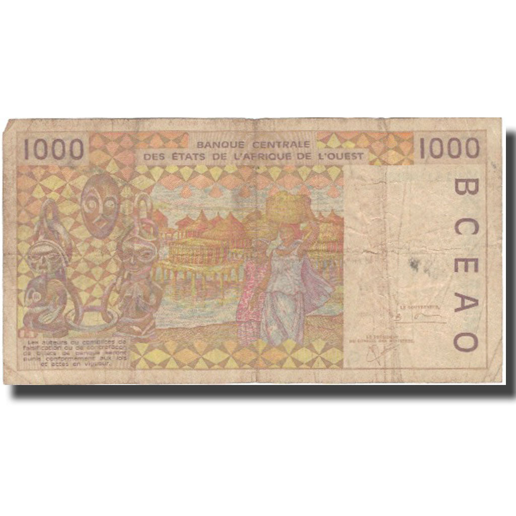 Billet, West African States, 1000 Francs, 1991-2002, KM:311Ci, B+