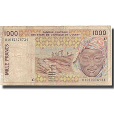 Banknote, West African States, 1000 Francs, 1991-2003, KM:111Aj, VF(20-25)