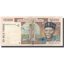 Banknote, West African States, 10,000 Francs, 1992-2001, KM:714Kh, VF(30-35)