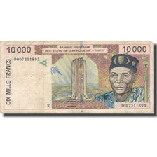 Banknote, West African States, 10,000 Francs, 1992-2001, KM:714Ki, VF(20-25)