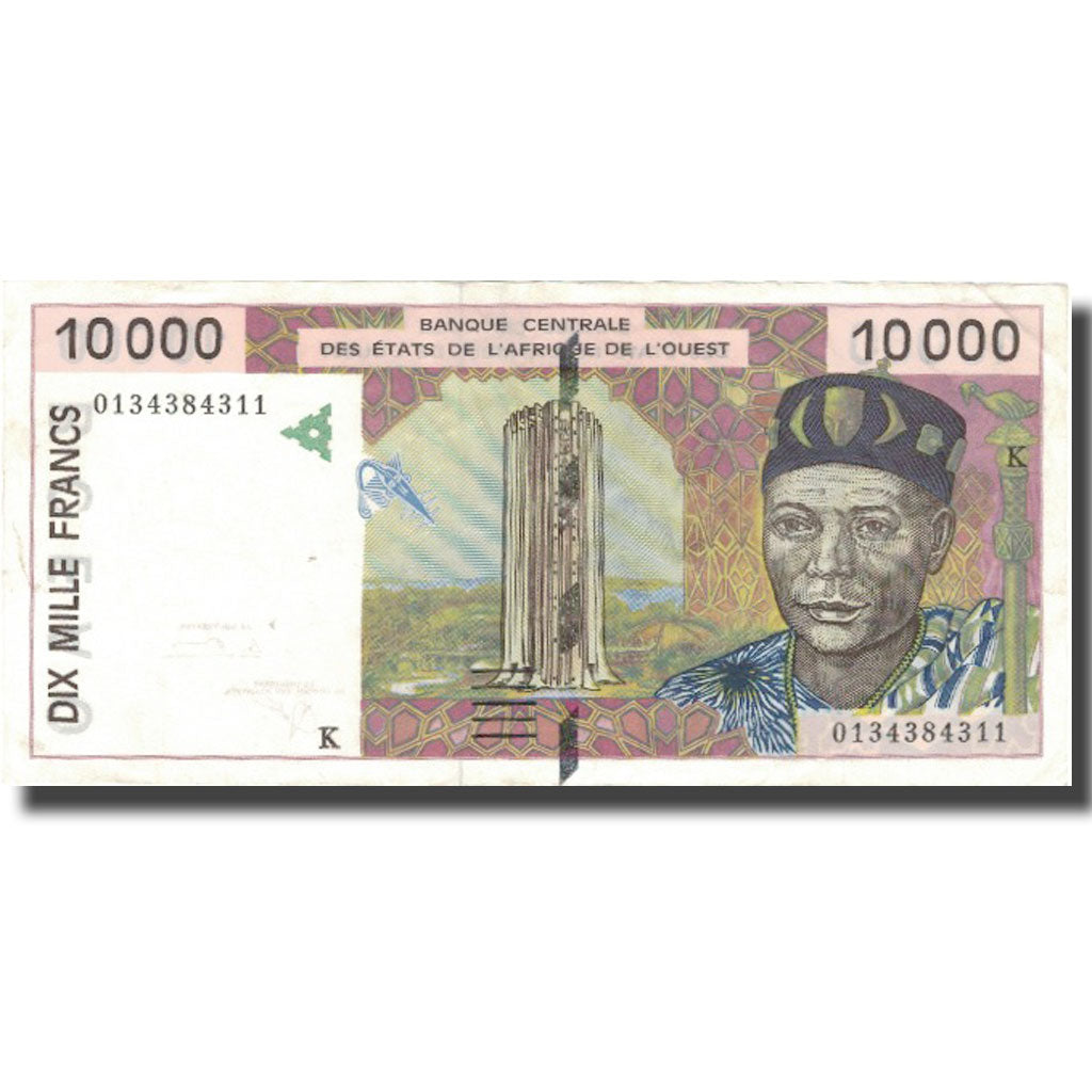 Banknote, West African States, 10,000 Francs, 1992-2001, KM:714Kj, EF(40-45)