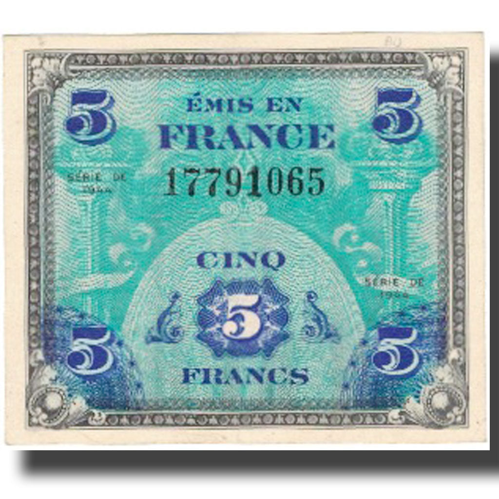 Francia, 5 Francs, Flag/France, 1944, 1944, BB+, Fayette:VF17.1, KM:115a