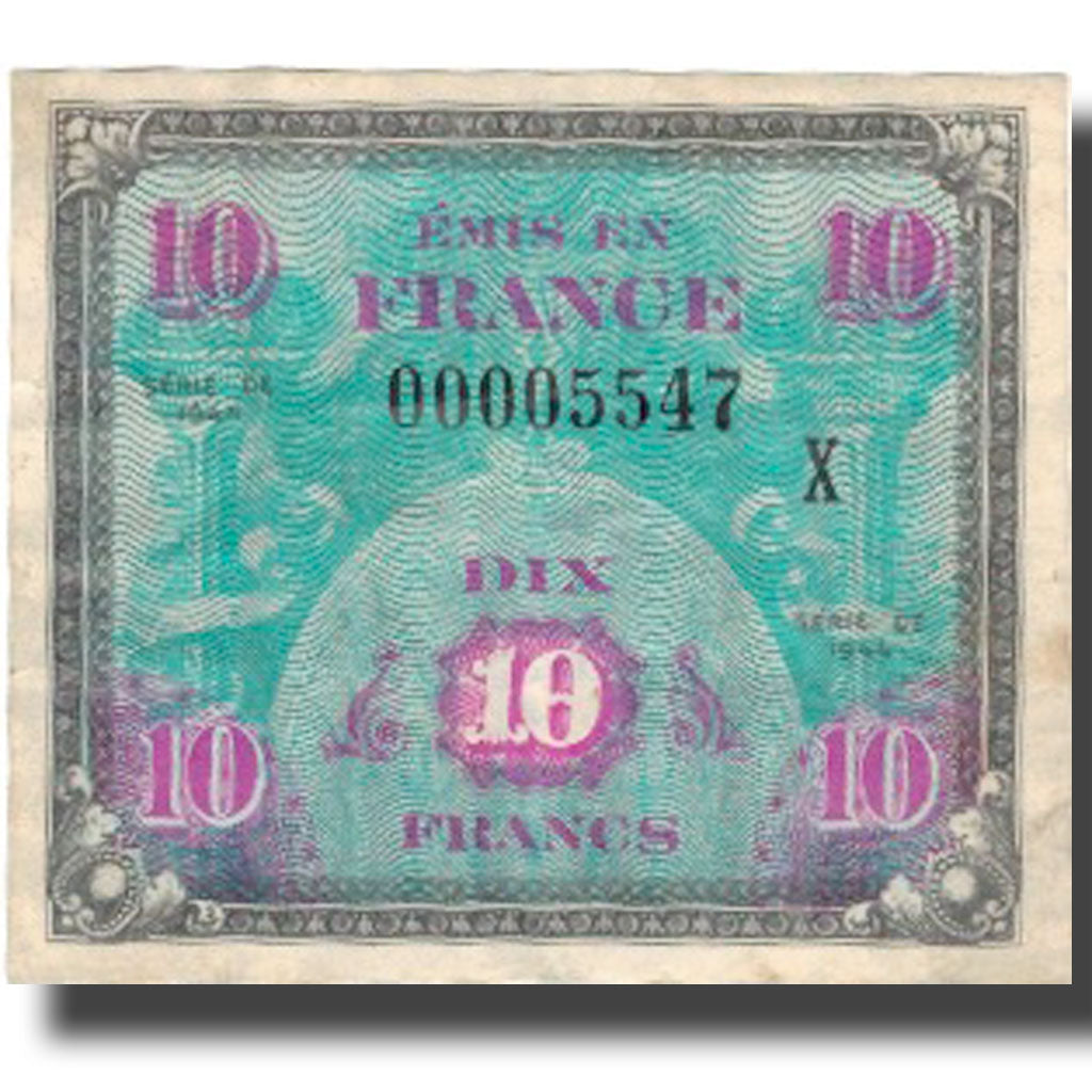 France, 10 Francs, Flag/France, 1944, 1944, VF(30-35), Fayette:VF 18.2, KM:116a