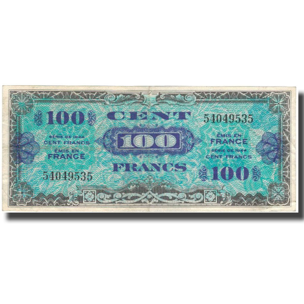 France, 100 Francs, Drapeau/France, 1944, 1944, TB+, Fayette:VF20.1, KM:118a