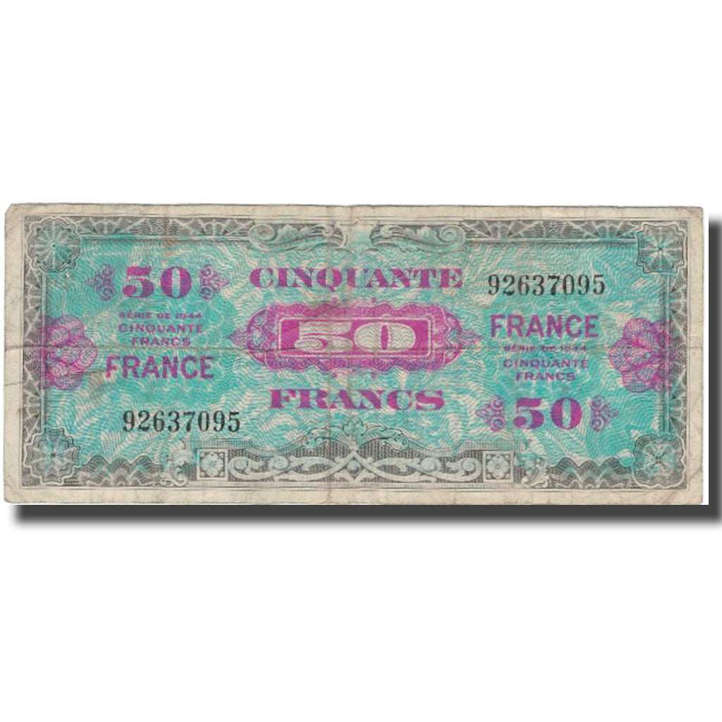 Francja, 50 Francs, 1945 Verso France, 1945, 1945, VF(20-25), Fayette:VF 24.1