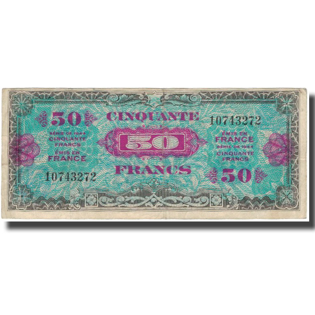 França, 50 Francs, 1945 Verso France, 1945, 1945, VF(20-25), Fayette:19.1