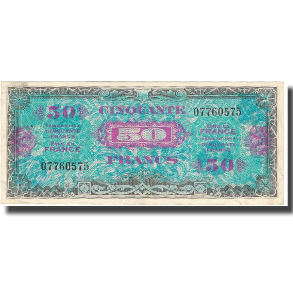 Francja, 50 Francs, 1945 Verso France, 1945, 1945, EF(40-45), Fayette:19.1