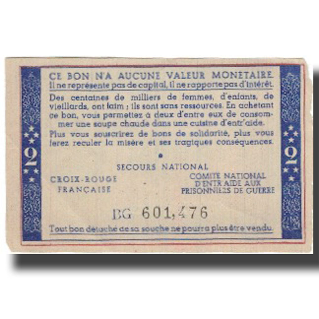 France, Bon de Solidarité, 2 Francs, 1941, AU(55-58)
