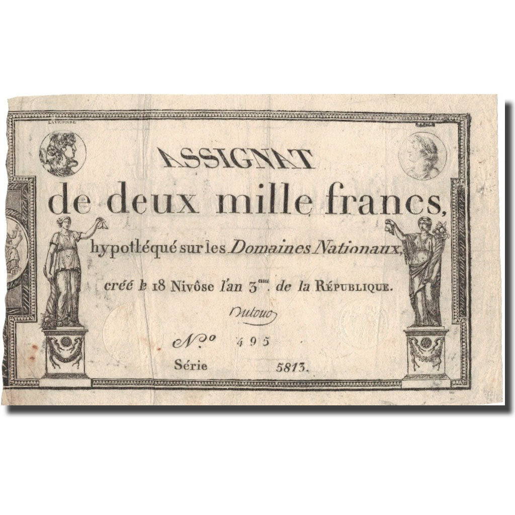 France, 2000 Francs, 1795, 1795-01-07, VF(30-35), KM:A81, Lafaurie:176